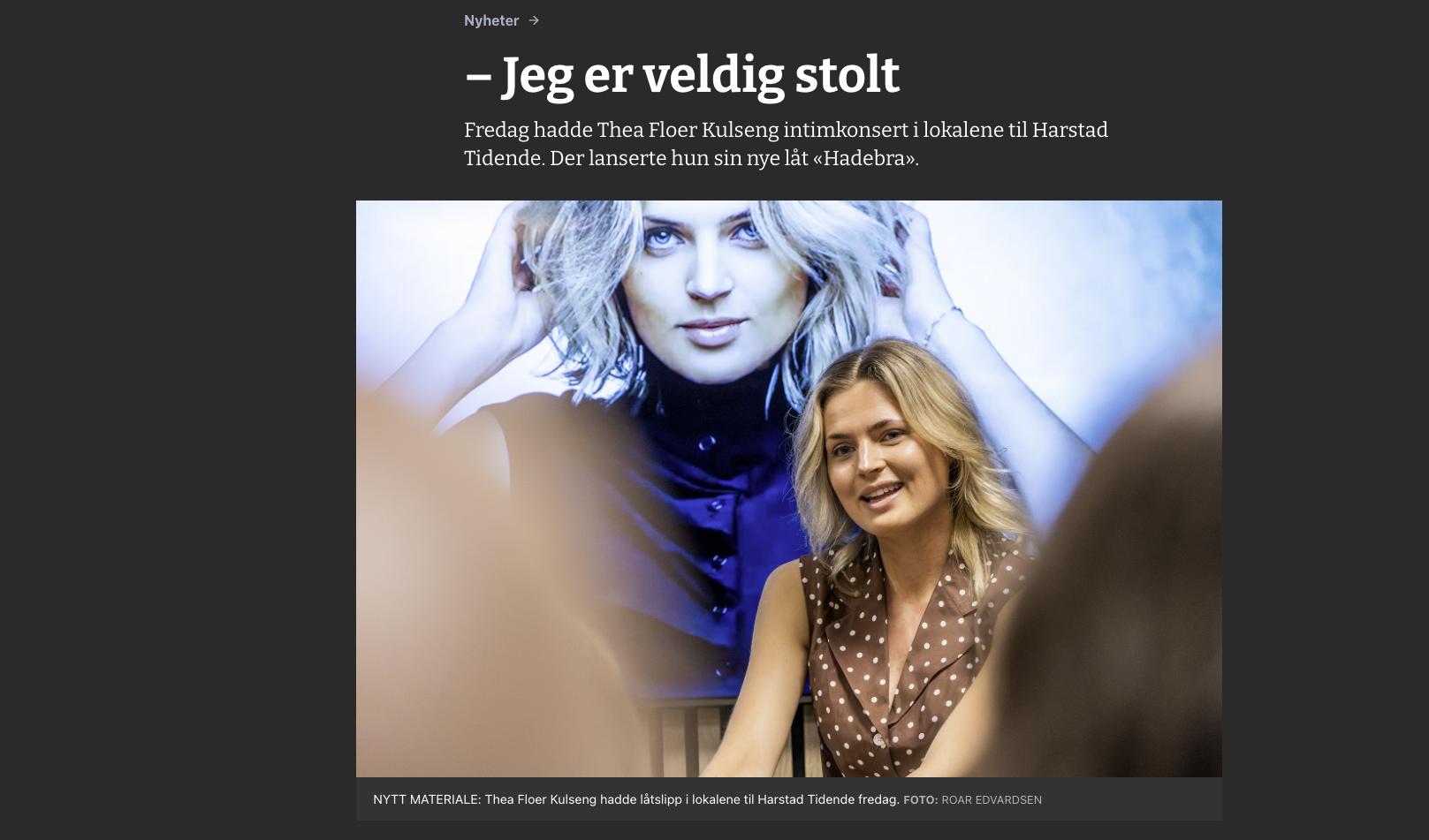 – Jeg er veldig stolt